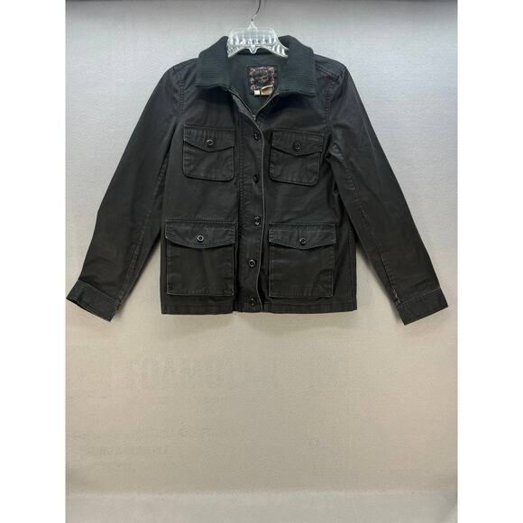VTG J. Crew Jacket Women's S Black Washed and Aged Waxed Cotton Utility Preppy - Picture 8 of 12